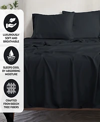 Superior Modal From Beechwood 300 Thread Count Lightweight Cooling Solid Deep Pocket Bed Sheet Set