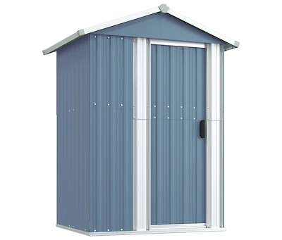 vidaXL Garden Shed Gray 49.6"x38.4"x69.7" Galvanized Steel