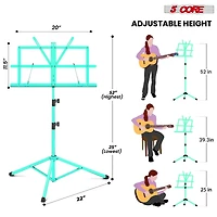 5 Core Music Stand Adjustable Desktop Book Stands Portable Sheet Holder All Metal Foldable Bookstand