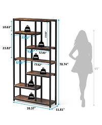 Tribesigns 79 Inch Extra Tall Bookshelf, 7-Tier Vintage Bookcase, Industrial 10-Shelf Open Storage Shelves Display Shelves Organizer for Home Office