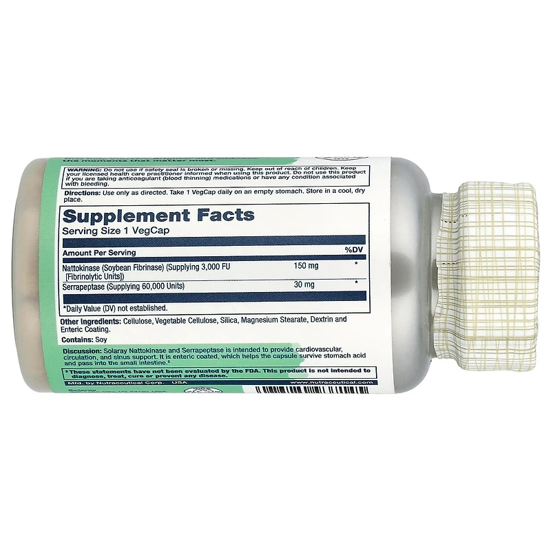 Solaray Nattokinase Serrapeptase Enteric Coated - 30 VegCaps