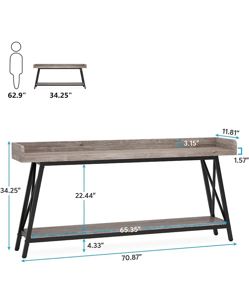 Tribesigns 70.87 inch Extra Long Console Table Behind Couch, Rustic Industrial Sofa Table for Living Room