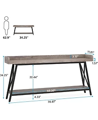 Tribesigns 70.87 inch Extra Long Console Table Behind Couch, Rustic Industrial Sofa Table for Living Room