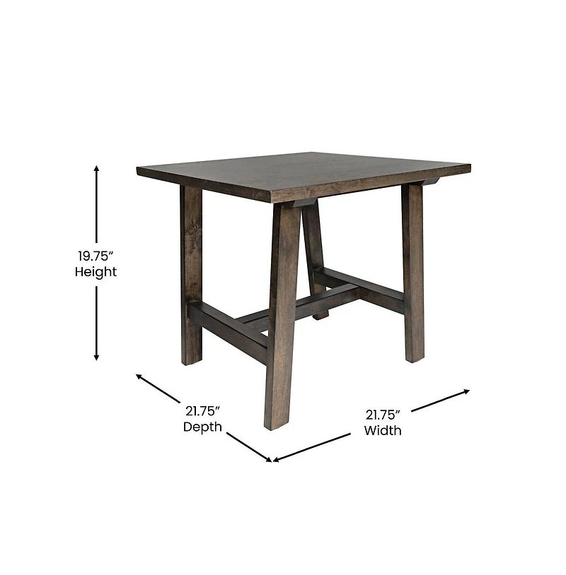 Merrick Lane Mabel Farmhouse Trestle End Table, Solid Wood Rustic Accent Table