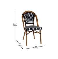 Merrick Lane Sacha Bistro Style Table With Glass Top, Pe Rattan, Stack Chairs