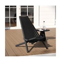 Merrick Lane Dubois Indoor/Outdoor Solid Acacia Wood Low Profile Lounge Folding Chair For Use With Backyard, Patio, Sunroom, Porch, Garden