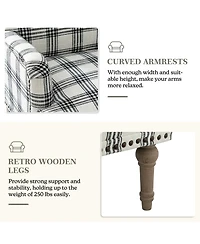 Ruarc Farmhouse Upholstered Armchair - Plaid Design Accent Chair