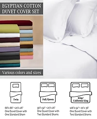 Superior 650-tc Egyptian Cotton Solid Luxury Duvet Cover Set, Full/Queen