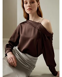 Lilysilk Women's Silk Chic One-Shoulder Top