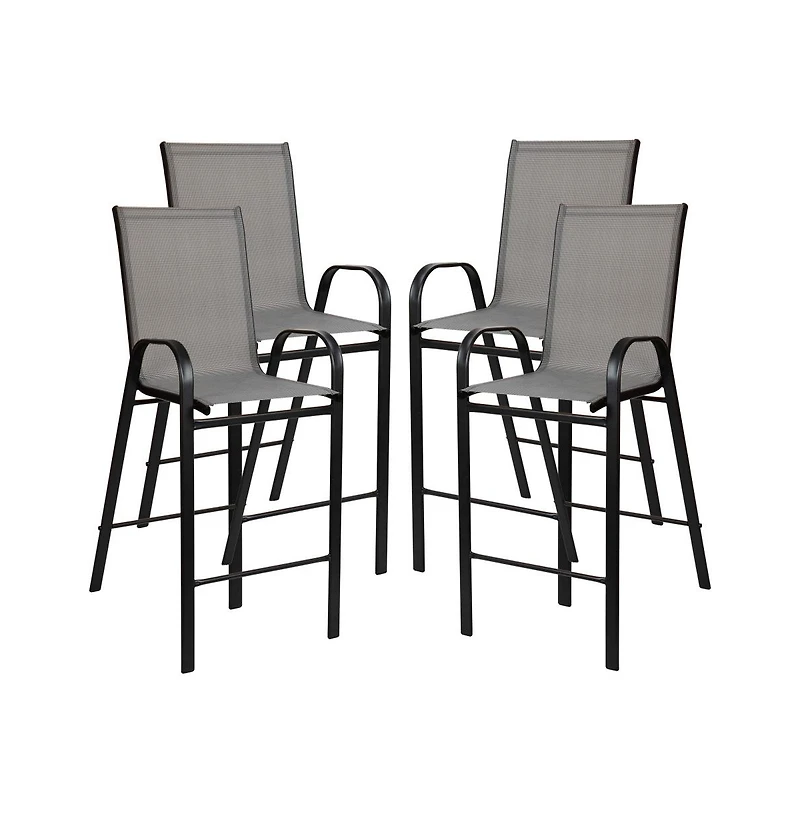 Emma+Oliver 4 Pack Outdoor Barstools With Flex Comfort Material-Patio Stool