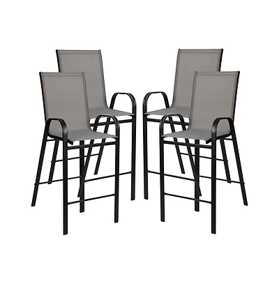 Emma+Oliver 4 Pack Outdoor Barstools With Flex Comfort Material-Patio Stool