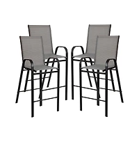 Emma+Oliver 4 Pack Outdoor Barstools With Flex Comfort Material-Patio Stool