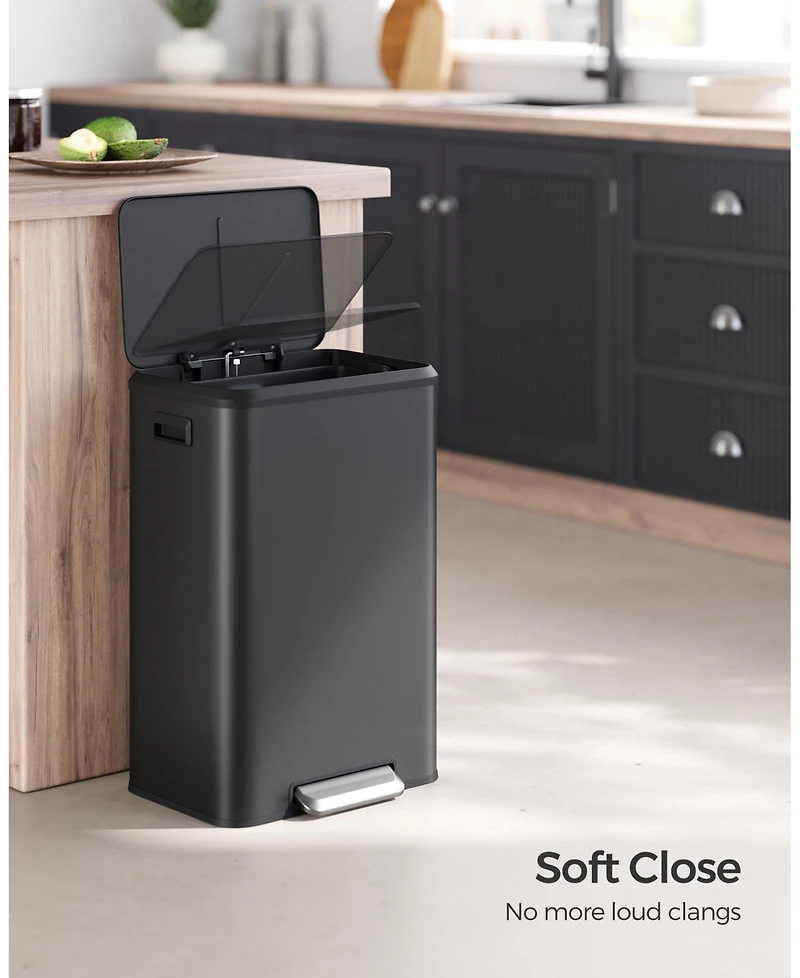 Slickblue Kitchen Trash Can, 10.5-Gallon Garbage Can with Lid and Wide Foot Pedal, Soft Close and Stays Open