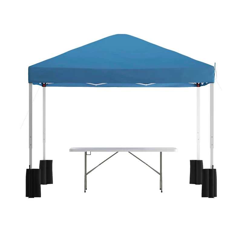 Outdoor Event/Tailgate Tent Set With Pop Up Event Canopy And Wheeled Case Bi-Fold Table Carrying Handle