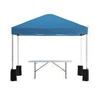 Outdoor Event/Tailgate Tent Set With Pop Up Event Canopy And Wheeled Case Bi-Fold Table Carrying Handle