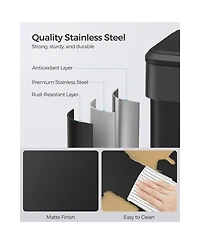 Slickblue Kitchen Trash Can, 10.5-Gallon Garbage Can with Lid and Wide Foot Pedal, Soft Close and Stays Open