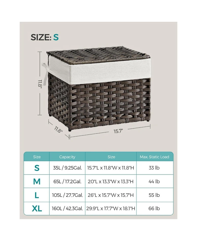 Decorative Rattan-Look Storage Basket with Cotton Liner and Carry Handles