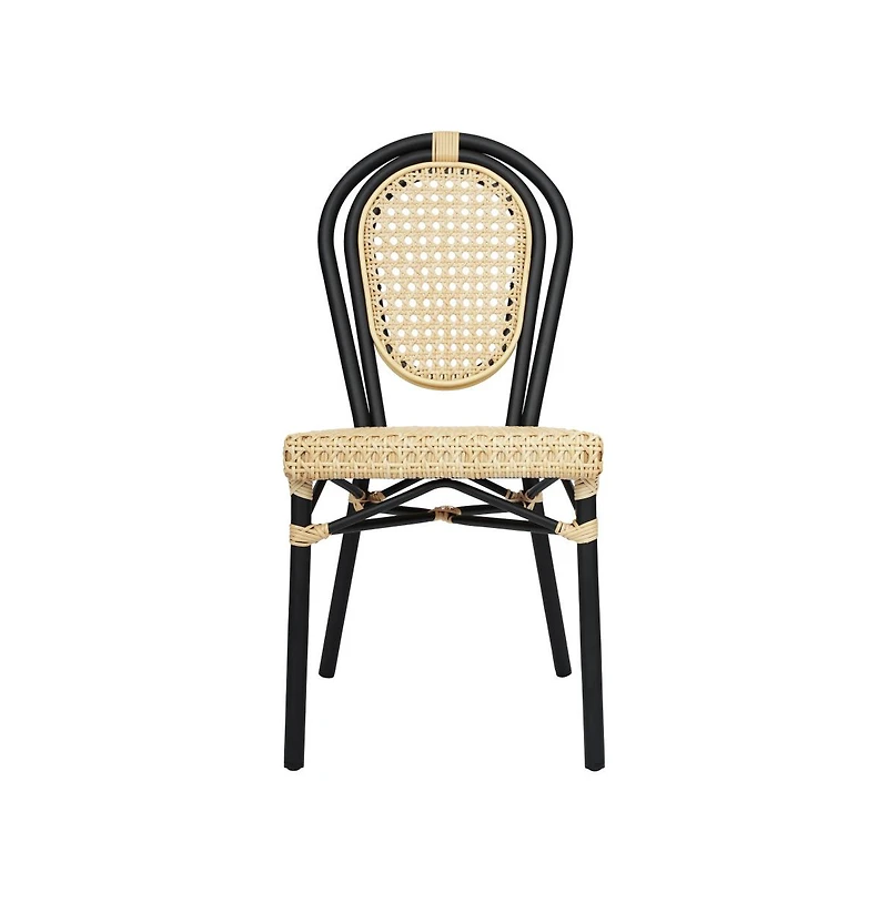 Merrick Lane Toulon Set Of Four Stacking Thonet Bistro Style Chair, Pe Cane Rattan Seat, And Metal Frame For Indoor/Outdoor Use