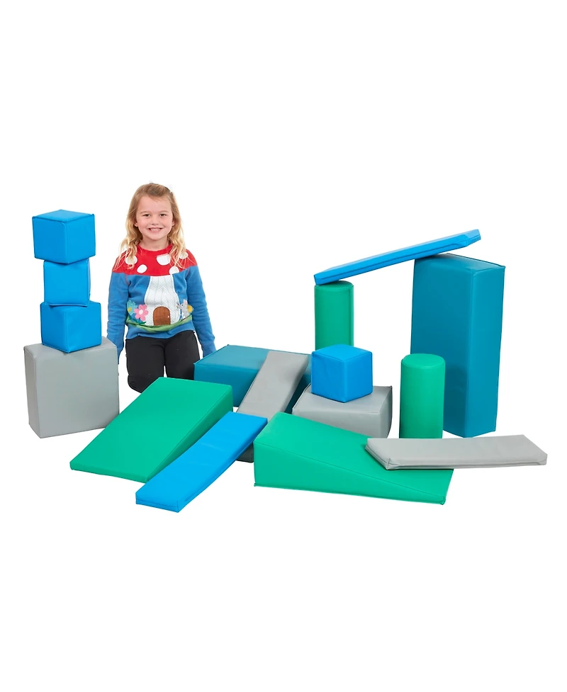 ECR4Kids SoftZone Soft Builder Blocks, Assorted, 16-Piece
