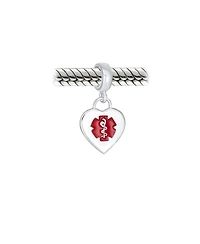 Bling Jewelry Heart Shape Medical Id Dangle Bead Charm Sterling Silver Fits European Bracelet