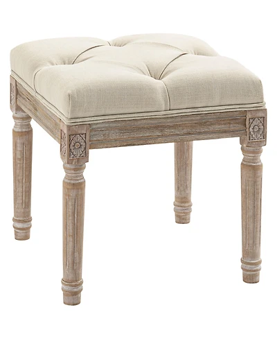 Homcom 15.75" Foot Stool Ottoman Bench Footrest w/ Button Tufted Seat, Beige
