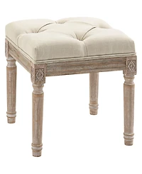 Homcom 15.75" Foot Stool Ottoman Bench Footrest w/ Button Tufted Seat, Beige