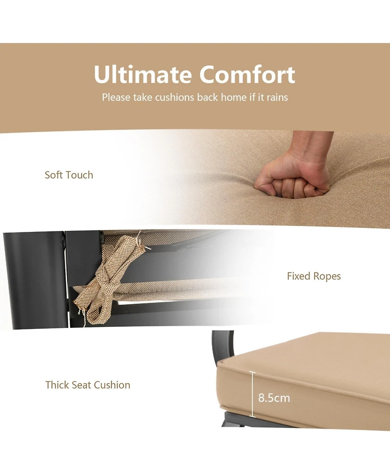 Sugift Patio 2-Person Glider Bench Rocking Loveseat with Cushioned Armrest