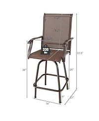 Sugift 2 Pieces 360 Rotating Bar Stool Set with Armrests for Patio