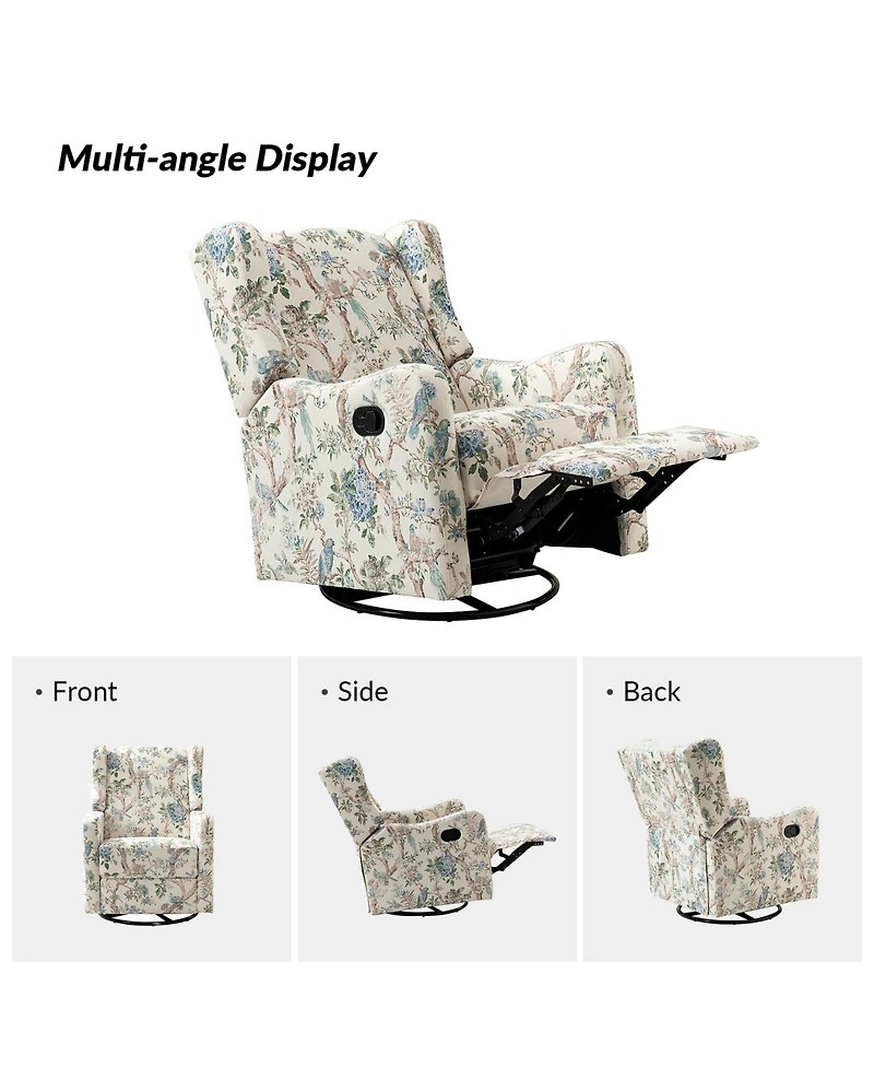 Yaffa Floral Swivel Gliders Manual Recliner