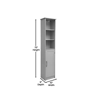 Merrick Lane Vigo Slim Linen Tower Organizer With Adjustable Cabinet Shelves, Open And Magnetic Closure Doors