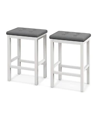 Set of 2 Rubber Wood Bar Stools 24" Counter Height Stool with Padded Seat