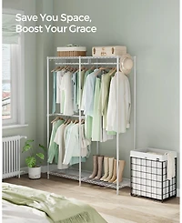 Slickblue Metal Clothing Racks, Heavy-Duty Garment Rack with Adjustable Wire Shelves, Hanging Rods, Hooks