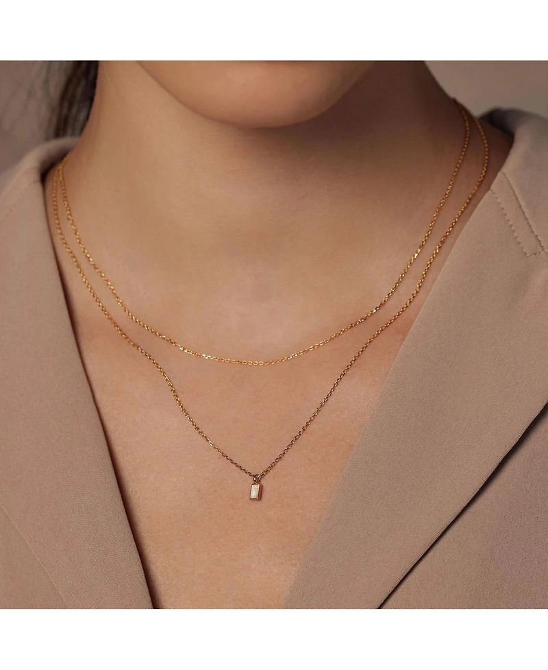 Sterling Silver 18k Gold Plated Elayna Two Pre-Layered Opal Set Necklace – Delicate Statement, Sun-Kissed Style