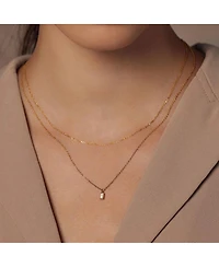 Sterling Silver 18k Gold Plated Elayna Two Pre-Layered Opal Set Necklace – Delicate Statement, Sun-Kissed Style
