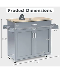 Sugift Rolling Kitchen Island Cart with Towel and Spice Rack