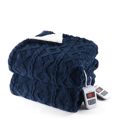 Queen Size Tufted Sherpa Electric Heated Blanket with Dual Control, 84" x 90"