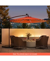 10 Ft Patio Solar Led 40 Lights Offset Umbrella Crank Cross Base