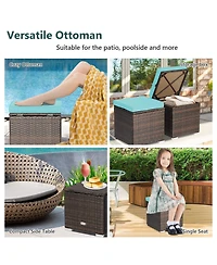 2 Pieces Patio Ottoman with Hidden Storage Space