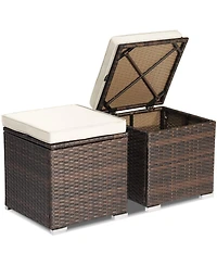 2 Pieces Patio Ottoman with Hidden Storage Space