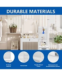 Sugift White Vanity Table Set Makeup Dressing Table