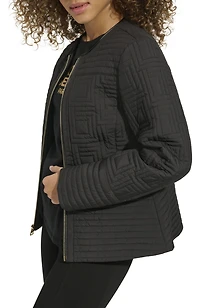 Karl Lagerfeld Paris Women's Collarless Quilted Jacket
