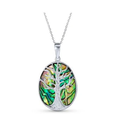 Bling Jewelry Blue Natural Turquoise Large Oval Wishing Tree Family Tree Of Life Pendant Necklace Sterling Silver