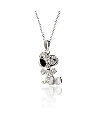 Peanuts Snoopy Silver Plated 3D Pave Pendent, 18'' Chain