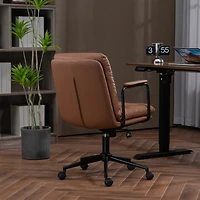 Streamdale Ergonomic Pu Leather Office Chair with Reclining Back
