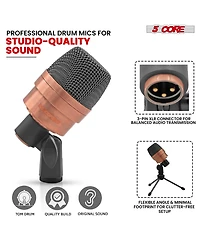 5 Core Tom Snare Mic Cardioid Dynamic Microphone for Drum Kit Precision Instrument - Copper