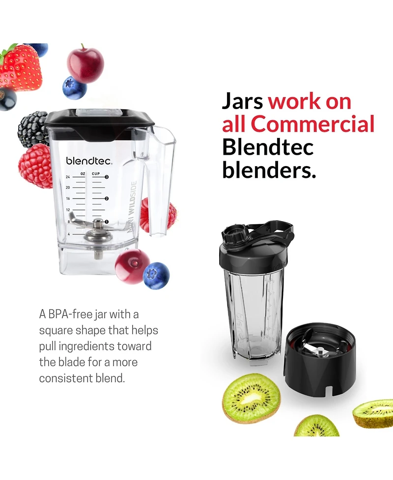 Blendtec Mini WildSide, Five Sided, Personalized Blender Jar Vented Latching Lid, Bpa-free, Clear, 46 oz