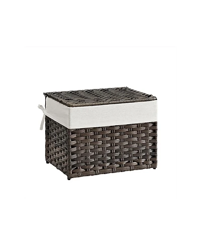 Decorative Rattan-Look Storage Basket with Cotton Liner and Carry Handles
