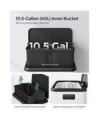 Slickblue Kitchen Trash Can, 10.5-Gallon Garbage Can with Lid and Wide Foot Pedal, Soft Close and Stays Open