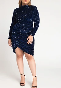 Eloquii Women's Plus Ruched Sequin Dress