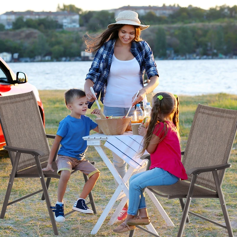 Aoodor Folding Patio Chairs Set of 4 with Armrests and Backrest for Garden, Camping and Travel